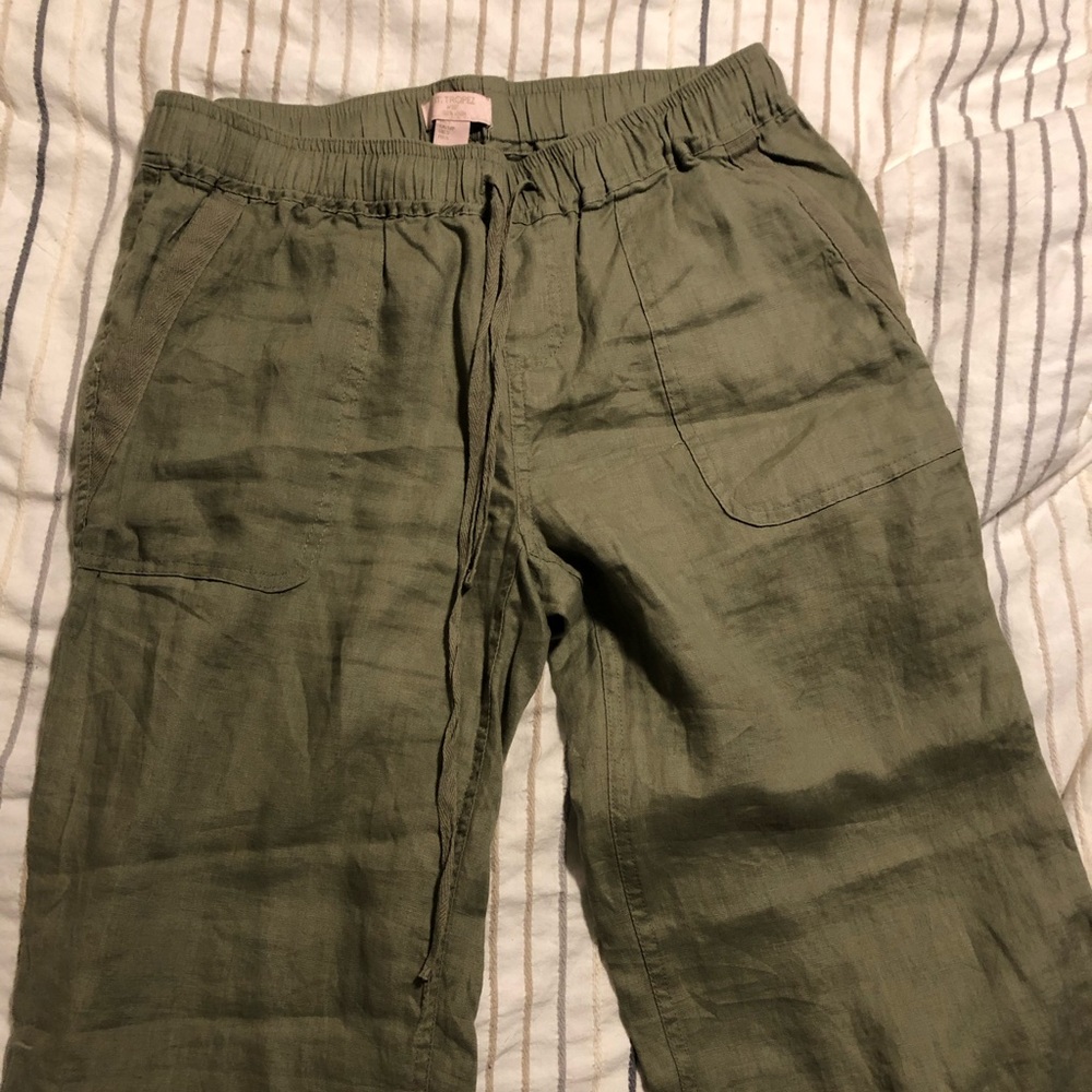 Army Green Linen Pants